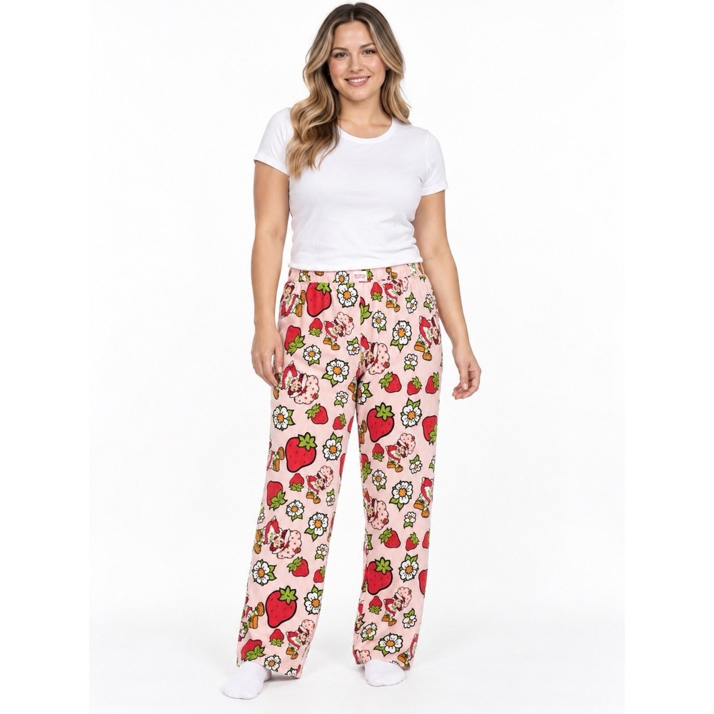 Strawberry Shortcake Women's Pajama Pants Large 12-14 Pink Y2k Retro Lounge